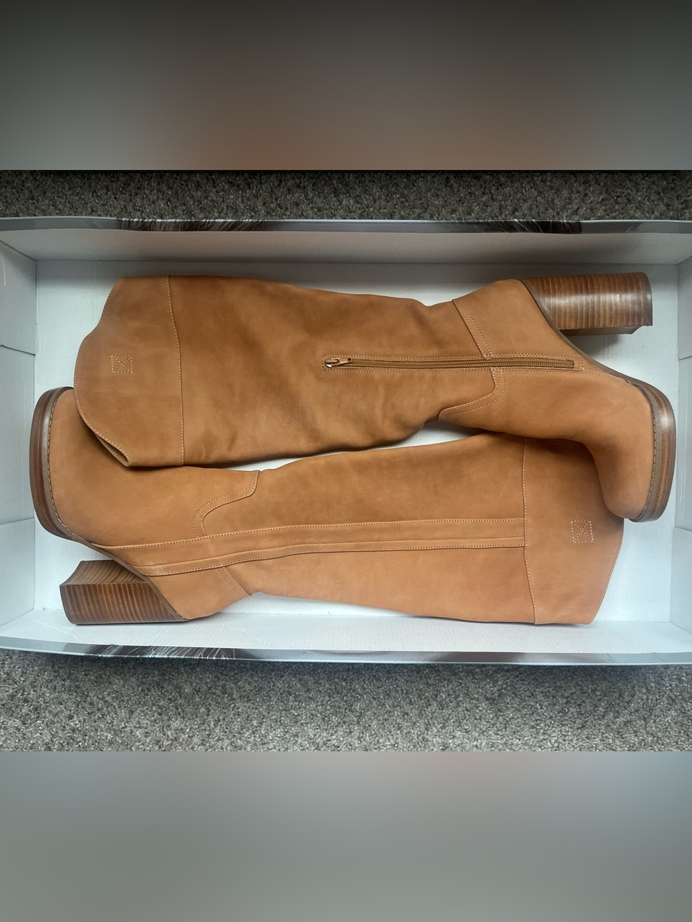 JLO Women's Tall Suede Side-Zip Parid Boots in Honey Brown size 8.5